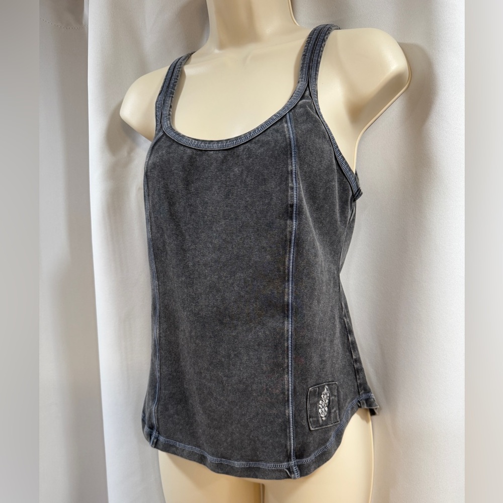 FP Free People Movement washed gray distressed Women's Tank Top size LARGE